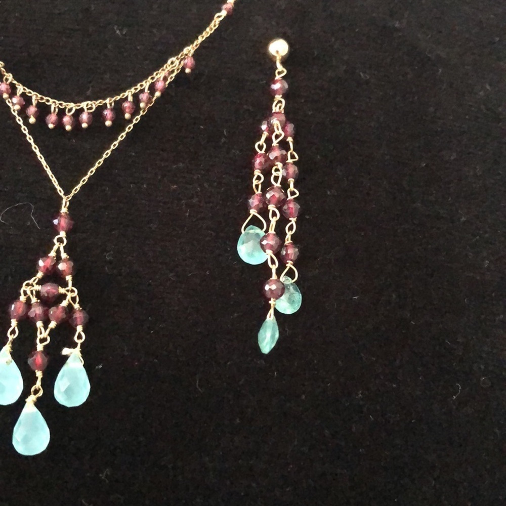 Semi precious stones hand made Wendy Mink necklace & earrings - Picture 13 of 15